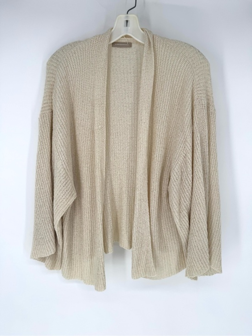 Anthropologie Beige crochet BoHo whimsy Open-Front Knit Cardigan